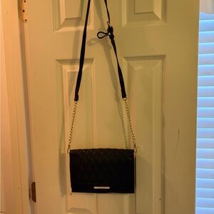 Steve Madden Black Quilted Crossbody Bag with Gold Chain